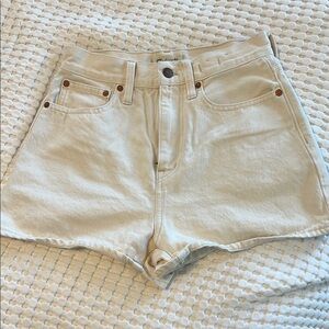 Madewell Cream Jean Shorts High-Waisted Clean Hem